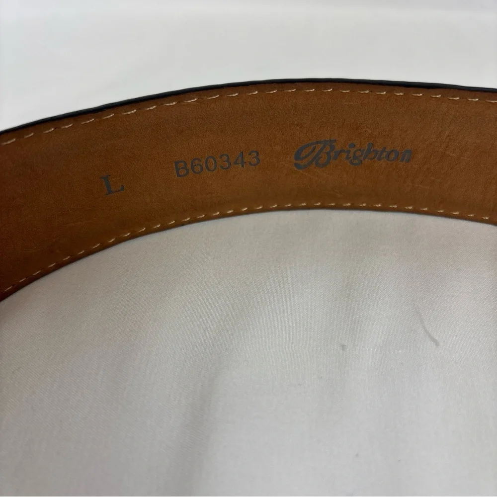 Brighton Belt Womens Size L Black Alligator Embossed Leather Silver Buckle 90s